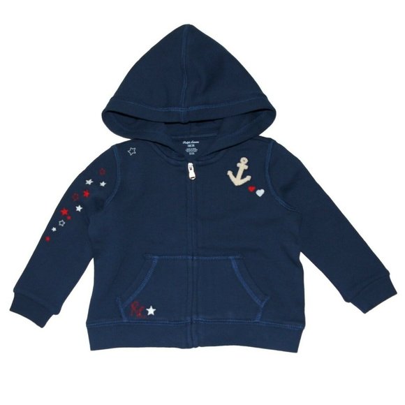 Ralph Lauren Baby Girls Hoodie Patch Jacket - Picture 1 of 5